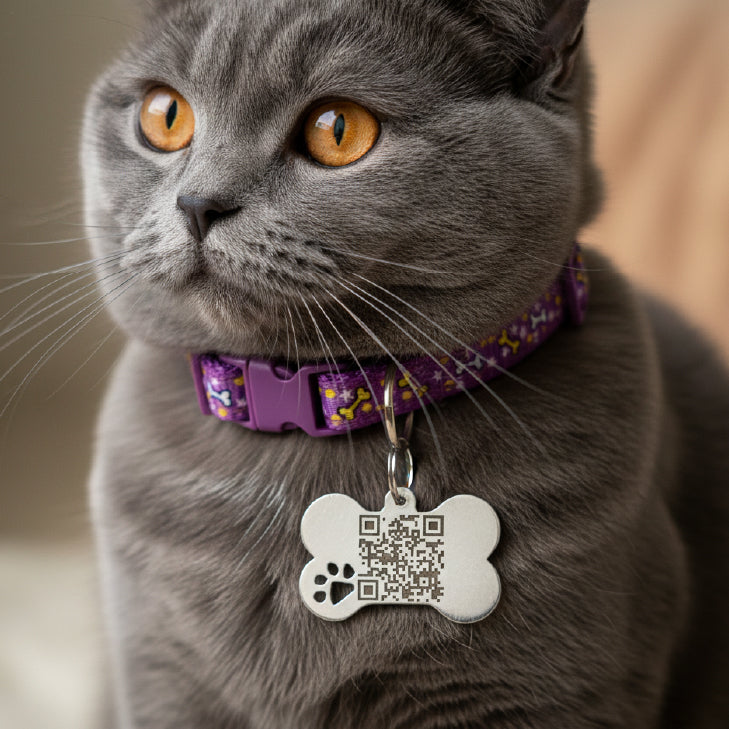 Cats Fabric QR code collar