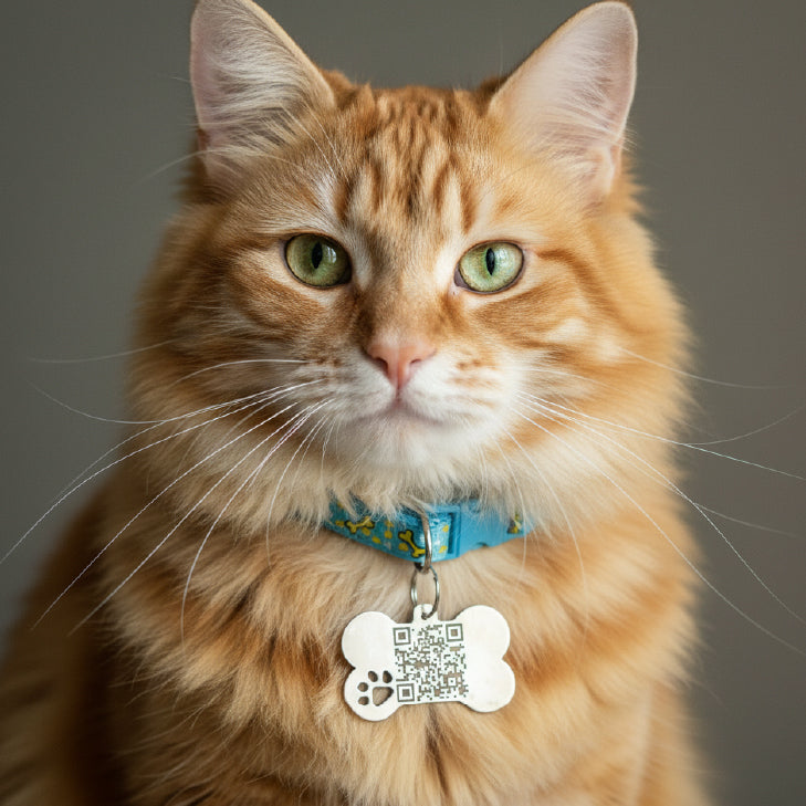 Cats Fabric QR code collar