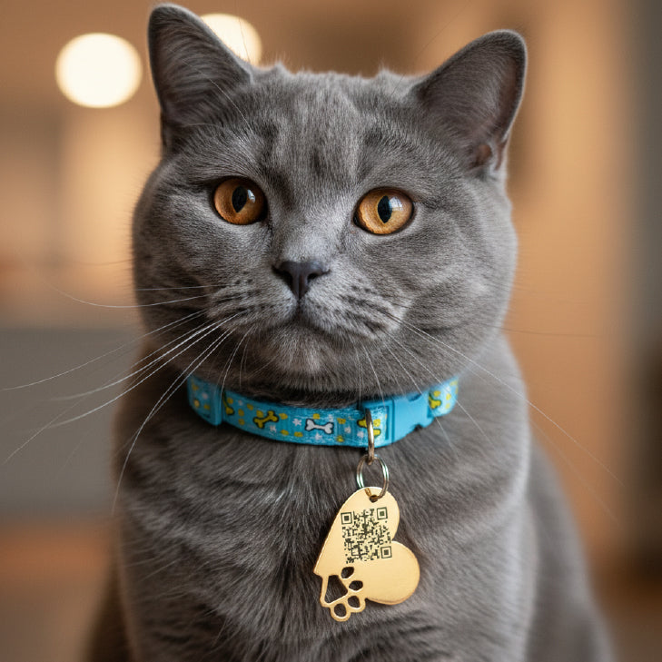 Cats Fabric QR code collar