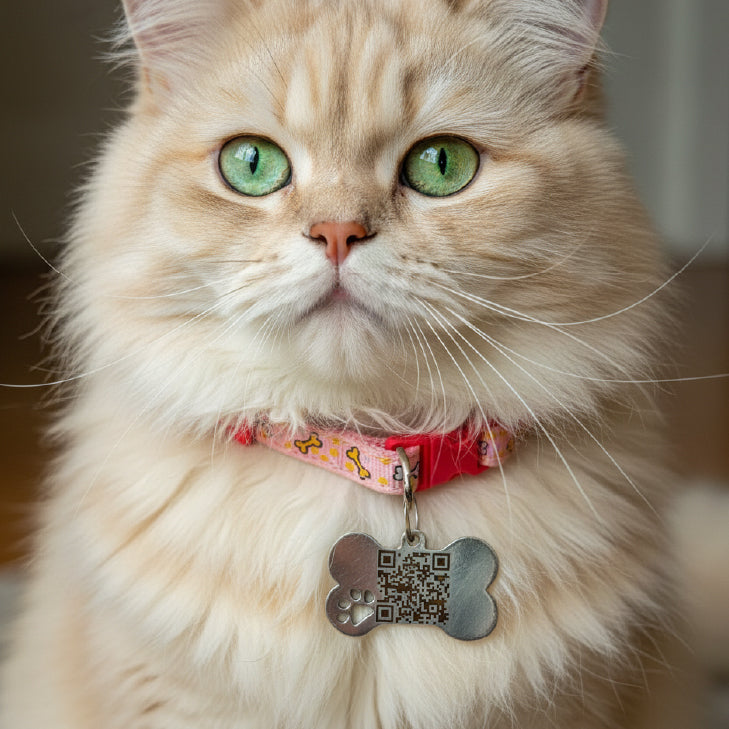 Cats Fabric QR code collar