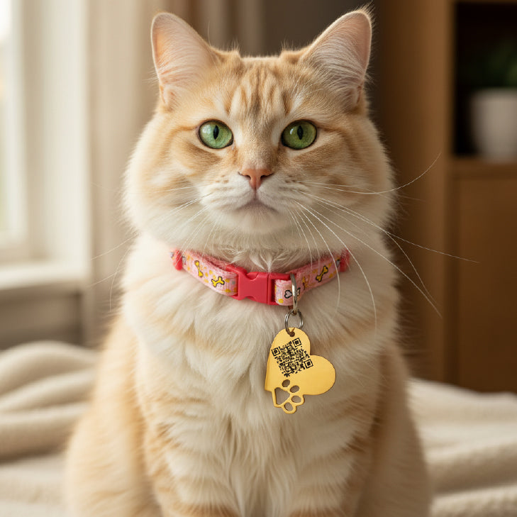 Cats Fabric QR code collar