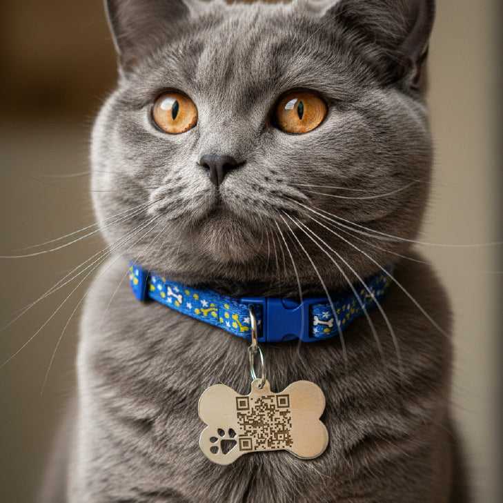 Cats Fabric QR code collar