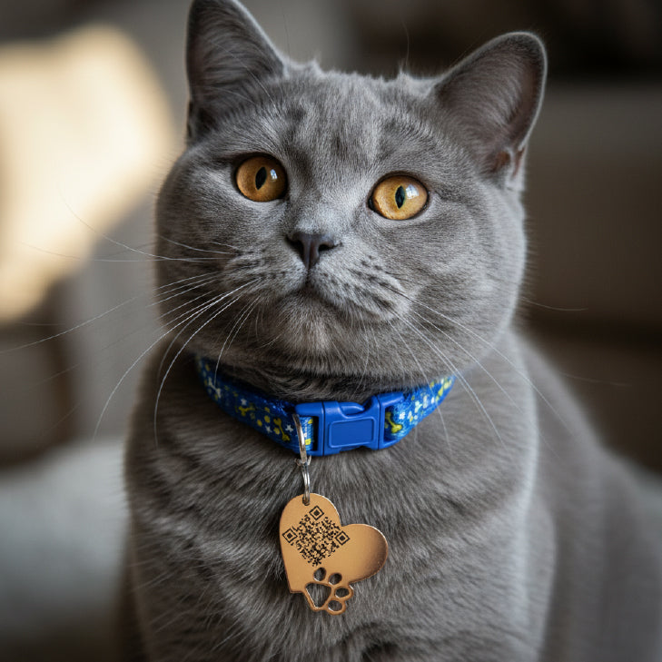 Cats Fabric QR code collar