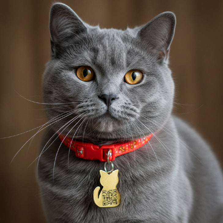 Cats Fabric QR code collar